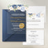 Dusty Blue Navy Gold Ivory Floral Acrylic Wedding Invitations CWIA89